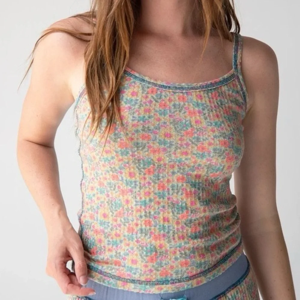 Natural Life Thermal Cami Tank Top Floral Patterned Size S Small - Picture 1 of 6